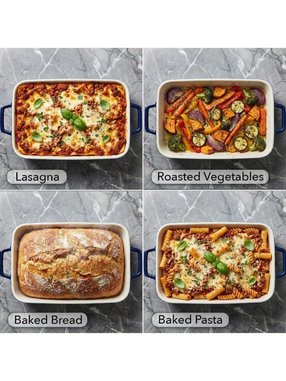 3 Qt Rectangular Ceramic Baking Dish with Lid - Stylish Blue Kitchen Essential